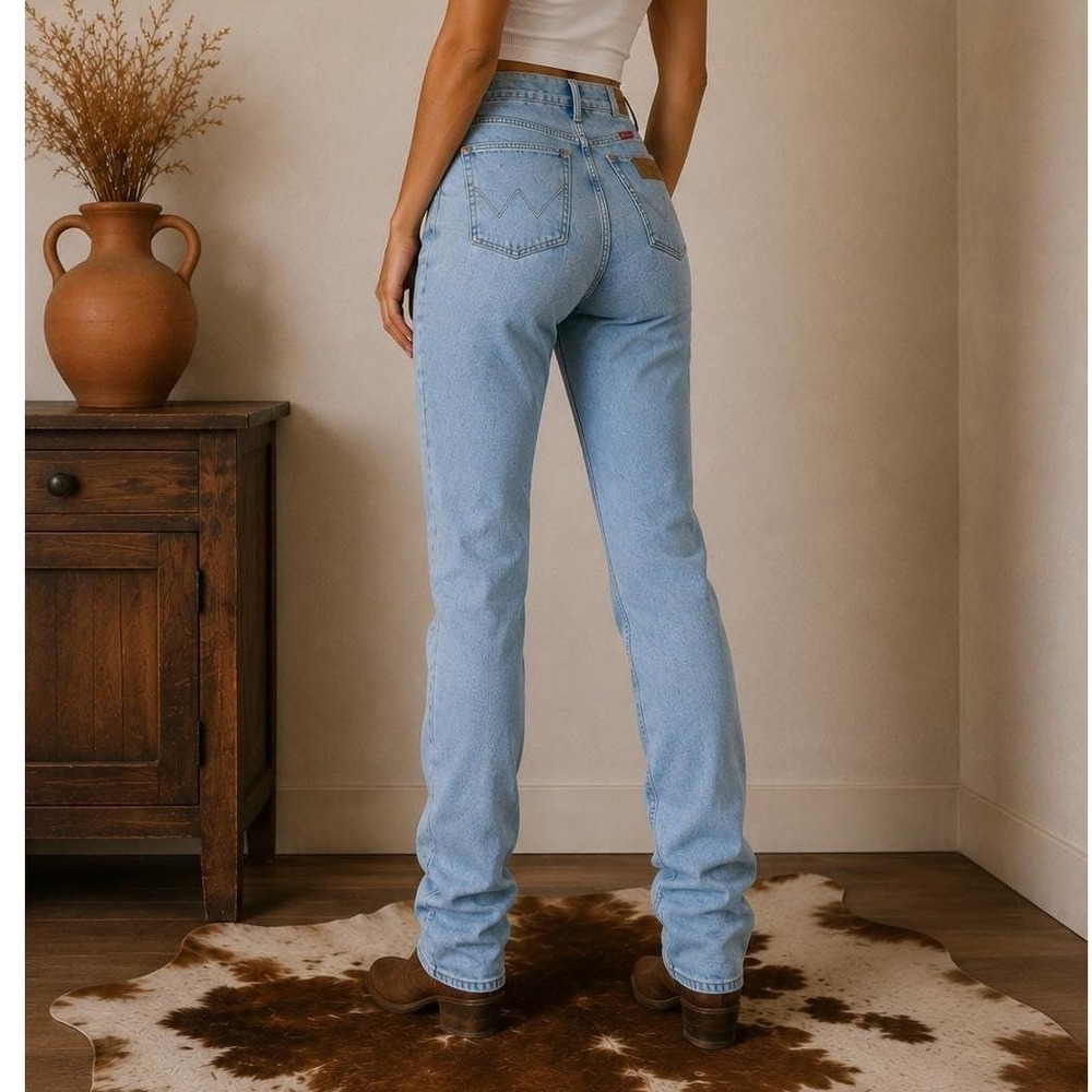 Vintage 90s Wrangler High Rise Light Wash Long Length USA Womens Jeans Size 9x36